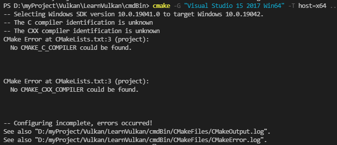 Windows Configure Error When Using The Command Line The C Cxx Compiler Identification Is Unknown Usage Cmake Discourse